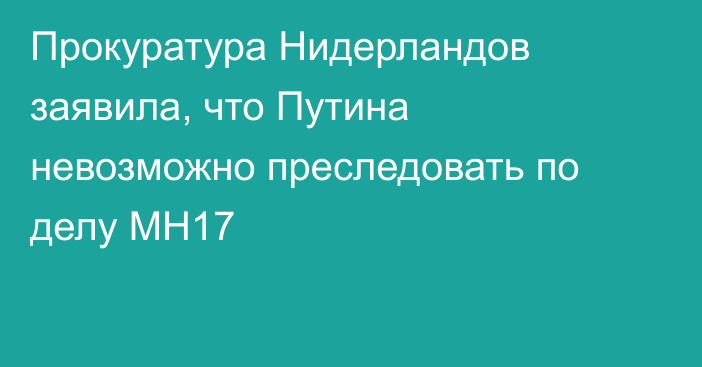 Прокуратура Нидерландов заявила, что Путина невозможно преследовать по делу MH17