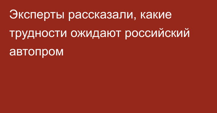 Эксперты рассказали, какие трудности ожидают российский автопром