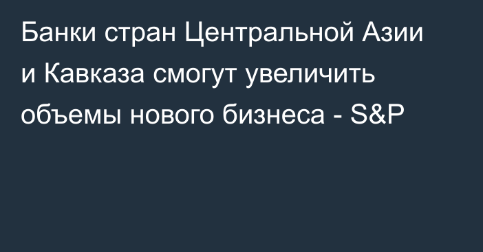 Банки стран Центральной Азии и Кавказа смогут увеличить объемы нового бизнеса - S&P