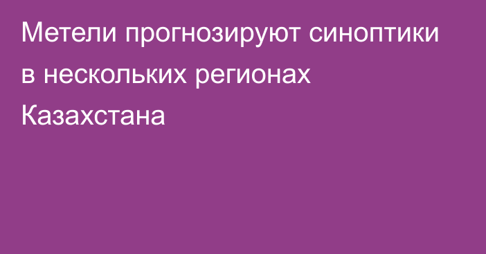 Метели прогнозируют синоптики в нескольких регионах Казахстана