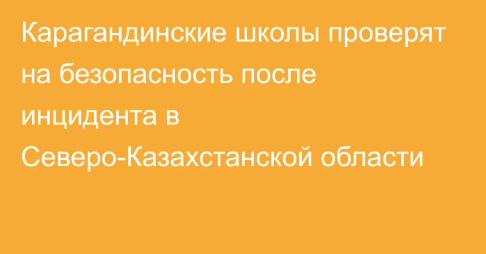 Карагандинские школы проверят на безопасность после инцидента в Северо-Казахстанской области