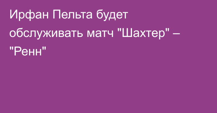 Ирфан Пельта будет обслуживать матч 