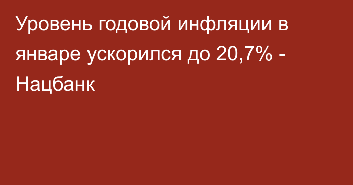 Уровень годовой инфляции в январе ускорился до 20,7% - Нацбанк