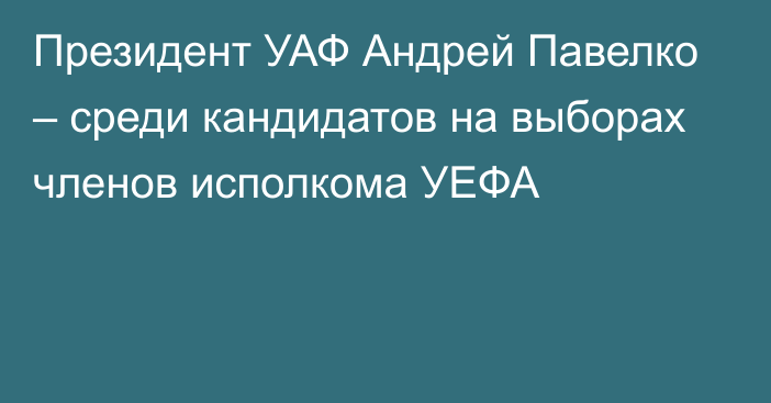 Президент УАФ Андрей Павелко – среди кандидатов на выборах членов исполкома УЕФА