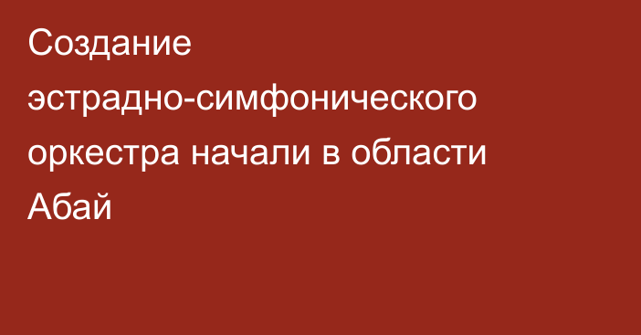 Создание эстрадно-симфонического оркестра начали в области Абай