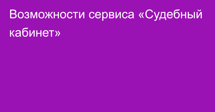 Возможности сервиса «Судебный кабинет»