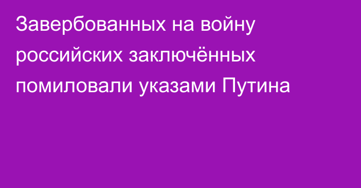 Завербованных на войну российских заключённых помиловали указами Путина