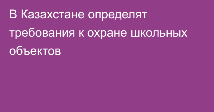 В Казахстане определят требования к охране школьных объектов