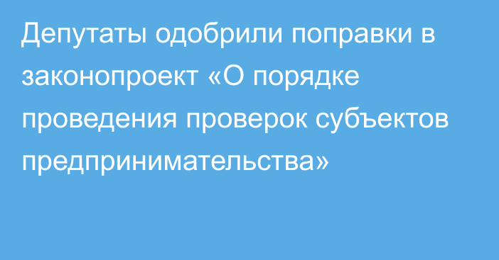 Депутаты одобрили поправки в законопроект «О порядке проведения проверок субъектов предпринимательства»