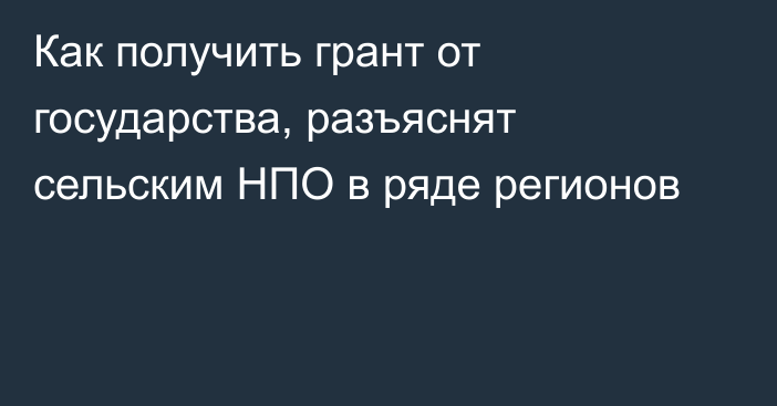 Как получить грант от государства, разъяснят сельским НПО в ряде регионов