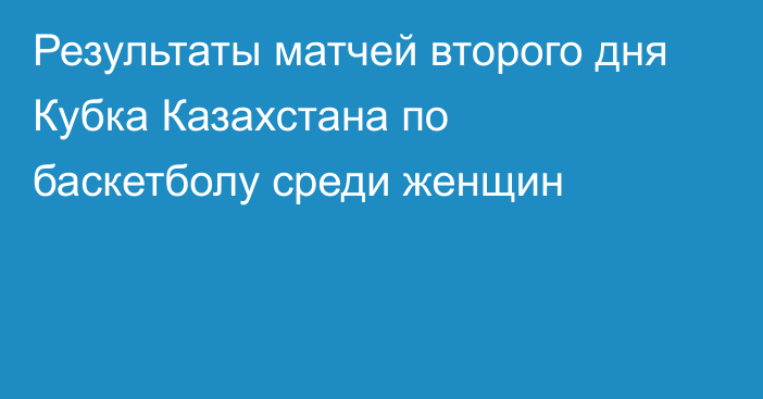 Результаты матчей второго дня Кубка Казахстана по баскетболу среди женщин