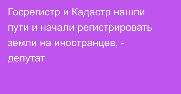 Госрегистр и Кадастр нашли пути и начали регистрировать земли на иностранцев, - депутат