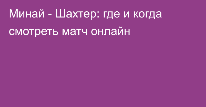 Минай -  Шахтер: где и когда смотреть матч онлайн