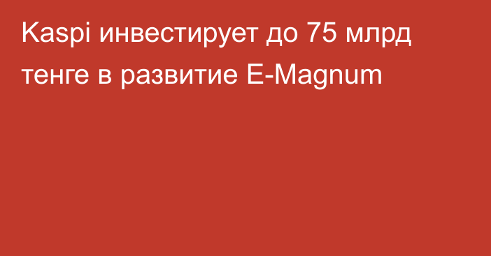 Kaspi инвестирует до 75 млрд тенге в развитие E-Magnum