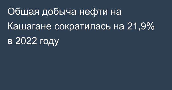 Общая добыча нефти на Кашагане сократилась на 21,9% в 2022 году