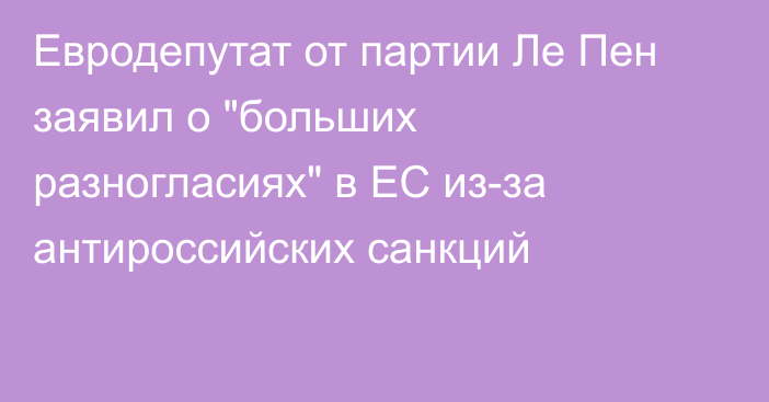 Евродепутат от партии Ле Пен заявил о 