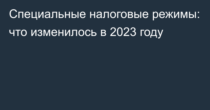 Специальные налоговые режимы: что изменилось в 2023 году