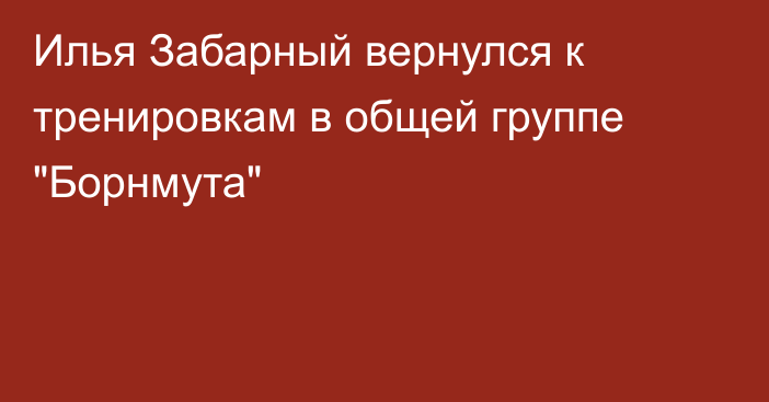 Илья Забарный вернулся к тренировкам в общей группе 