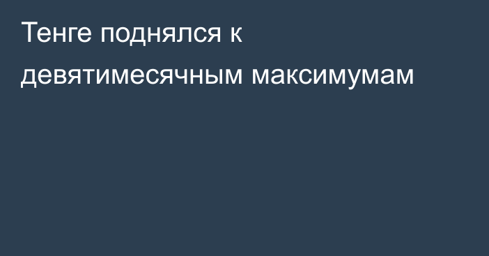 Тенге поднялся к девятимесячным максимумам 