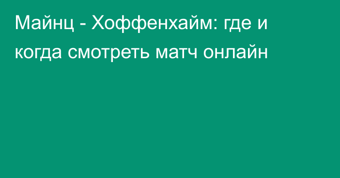 Майнц -  Хоффенхайм: где и когда смотреть матч онлайн