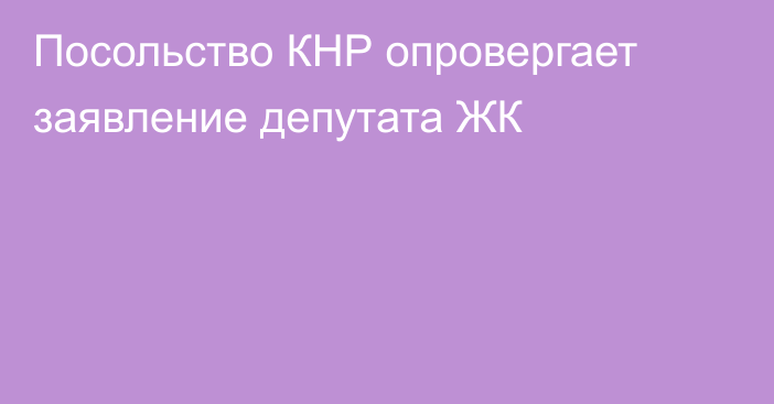 Посольство КНР опровергает заявление депутата ЖК