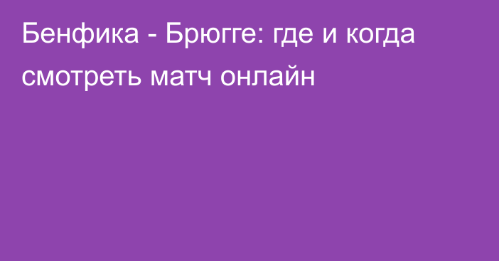 Бенфика -  Брюгге: где и когда смотреть матч онлайн