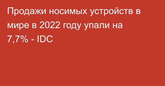 Продажи носимых устройств в мире в 2022 году упали на 7,7% - IDC