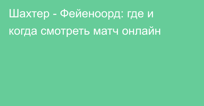 Шахтер -  Фейеноорд: где и когда смотреть матч онлайн