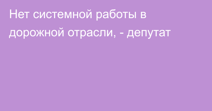 Нет системной работы в дорожной отрасли, - депутат