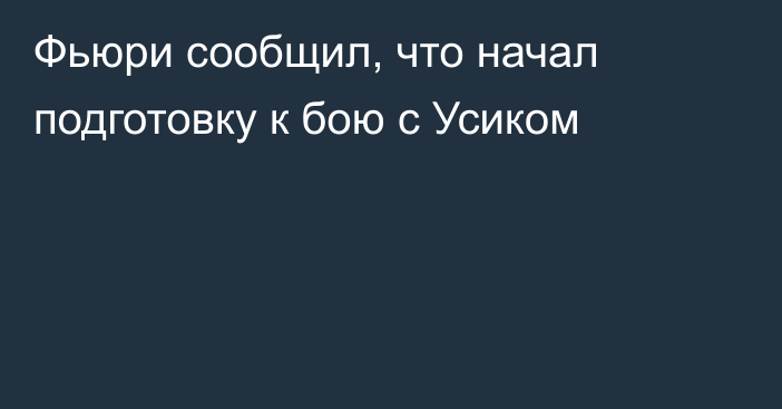 Фьюри сообщил, что начал подготовку к бою с Усиком