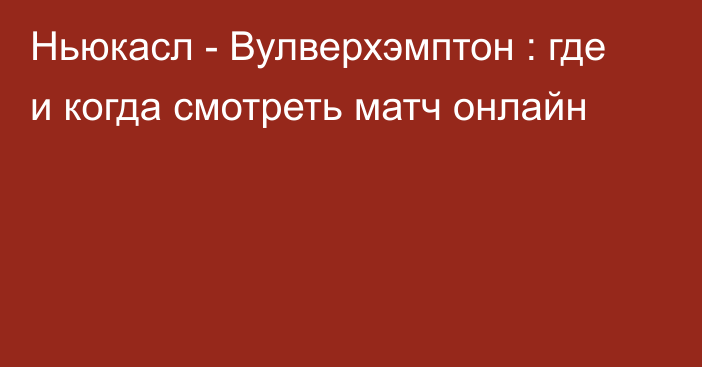 Ньюкасл -  Вулверхэмптон : где и когда смотреть матч онлайн