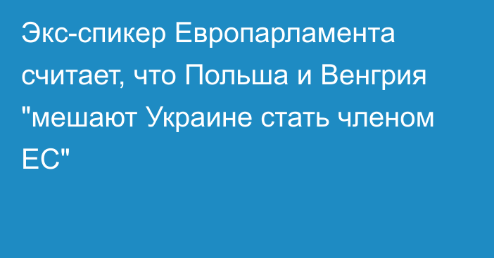 Экс-спикер Европарламента считает, что Польша и Венгрия 