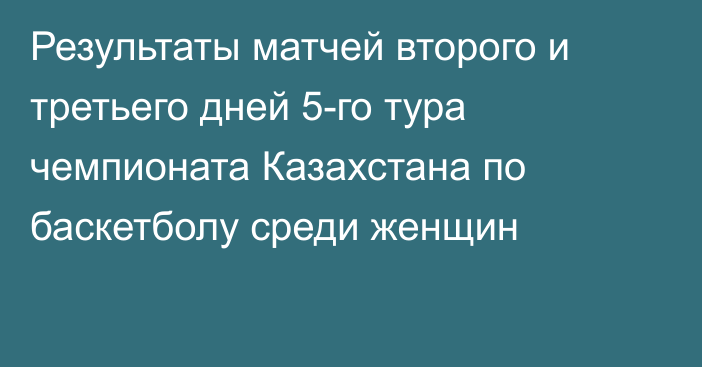 Результаты матчей второго и третьего дней 5-го тура чемпионата Казахстана по баскетболу среди женщин