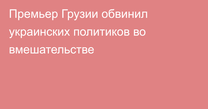 Премьер Грузии обвинил украинских политиков во вмешательстве