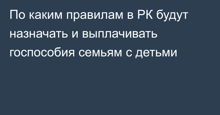 По каким правилам в РК будут назначать и выплачивать госпособия семьям с детьми