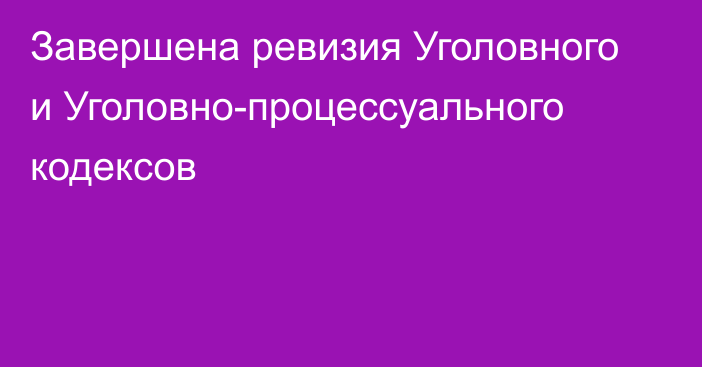 Завершена ревизия Уголовного и Уголовно-процессуального кодексов