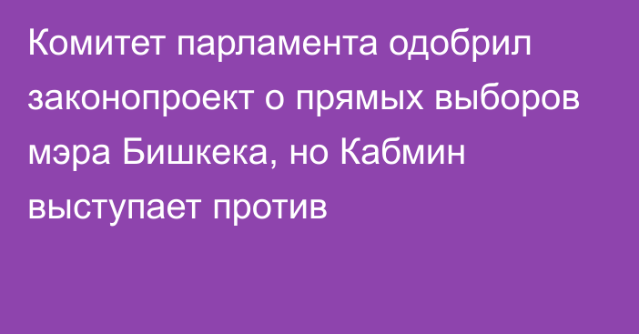 Комитет парламента одобрил законопроект о прямых выборов мэра Бишкека, но Кабмин выступает против