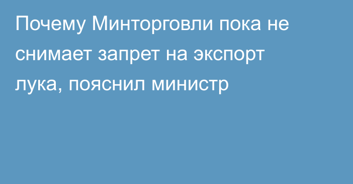 Почему Минторговли пока не снимает запрет на экспорт лука, пояснил министр