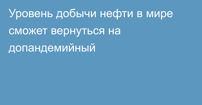 Уровень добычи нефти в мире сможет вернуться на допандемийный