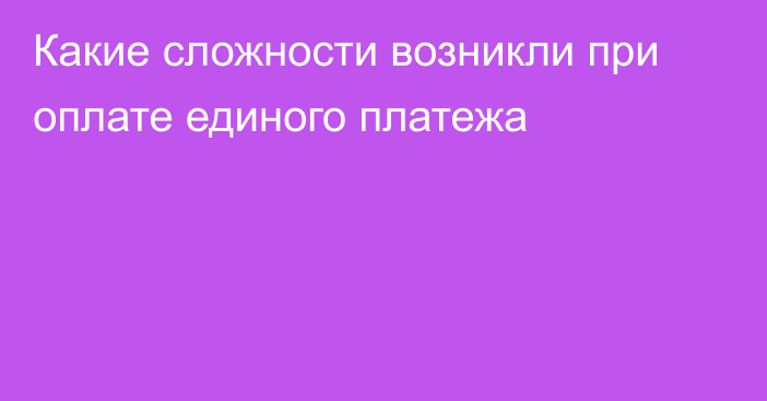 Какие сложности возникли при оплате единого платежа