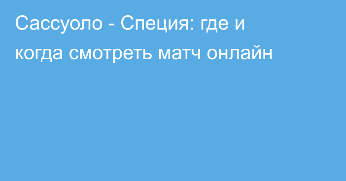 Сассуоло -  Специя: где и когда смотреть матч онлайн