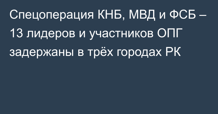 Спецоперация КНБ, МВД и ФСБ – 13 лидеров и участников ОПГ задержаны в трёх городах РК