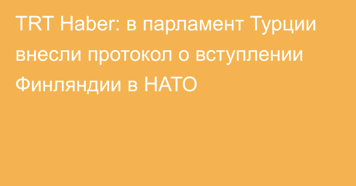 TRT Haber: в парламент Турции внесли протокол о вступлении Финляндии в НАТО