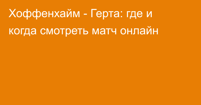 Хоффенхайм -  Герта: где и когда смотреть матч онлайн