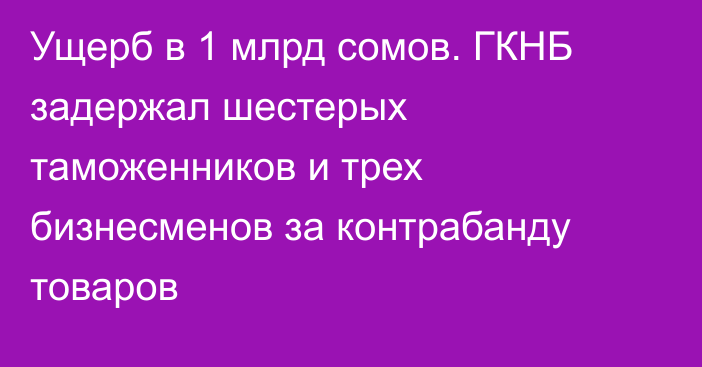 Ущерб в 1 млрд сомов. ГКНБ задержал шестерых таможенников и трех бизнесменов за контрабанду товаров