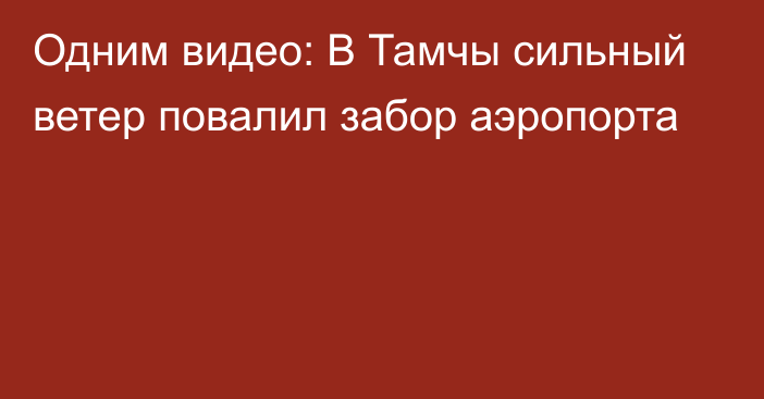 Одним видео: В Тамчы сильный ветер повалил забор аэропорта