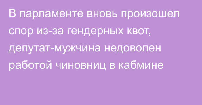 В парламенте вновь произошел спор из-за гендерных квот, депутат-мужчина недоволен работой чиновниц в кабмине