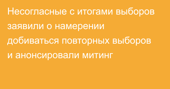 Несогласные с итогами выборов заявили о намерении добиваться повторных выборов и анонсировали митинг