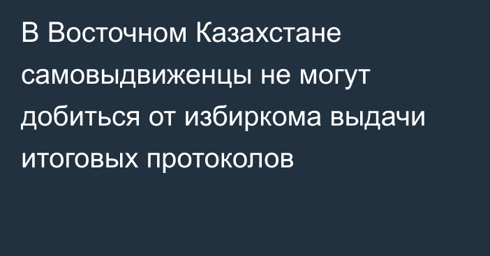 В Восточном Казахстане самовыдвиженцы не могут добиться от избиркома выдачи итоговых протоколов