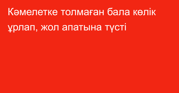 Кәмелетке толмаған бала көлік ұрлап, жол апатына түсті